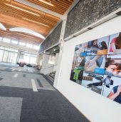 Vision installed a wall of 3x3 screens at Otago Polytechnic. Screens show some of the study programmes available at the Polytech.