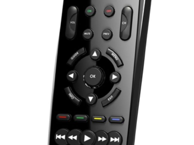 The black version of a Pro Control remote used to control the entire home entertainment system