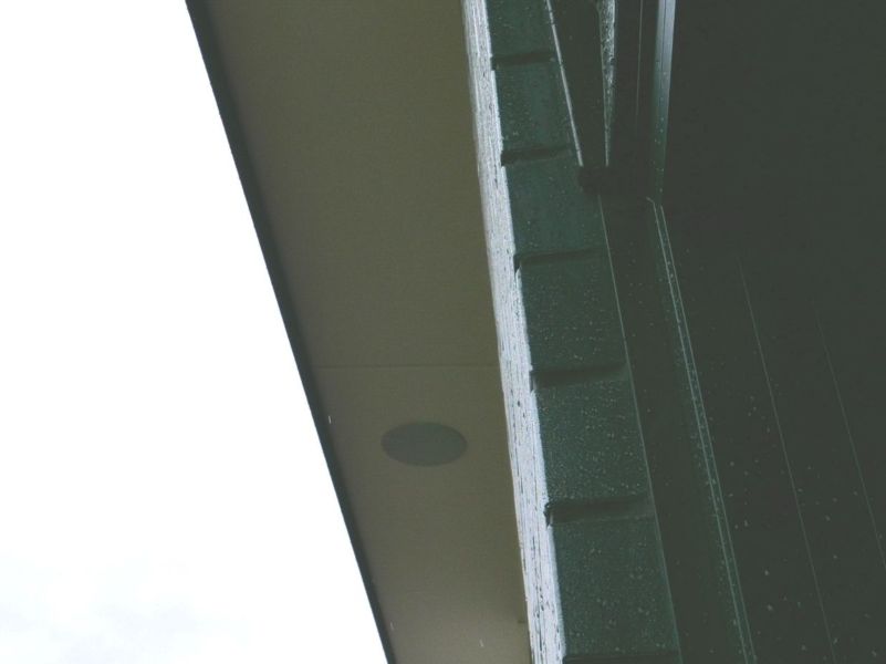 In ceiling speakers installed outside above their patio, for the McSkimmings
